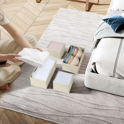 Schubladen Organizer 4er Set Kleiderschrank Aufbewahrungsboxen Beige