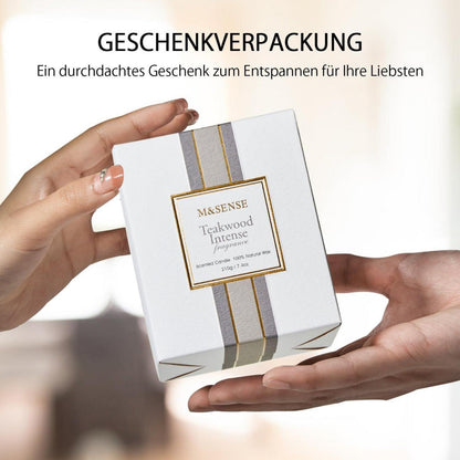 Natürliche Eukalyptus-Minze Sojakerze 210g 40 Stunden Teakholz