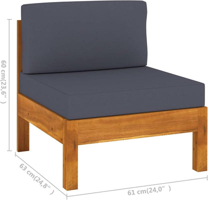 Gartenmöbel Set Holz Lounge Ecksofa Akazie 8-tlg Dunkelgrau