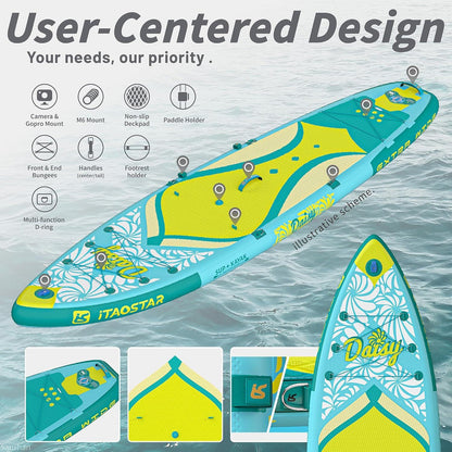 iTAOSTAR Daisy 35 Extra Wide Inflatable Stand Up Paddle Board Blue Green