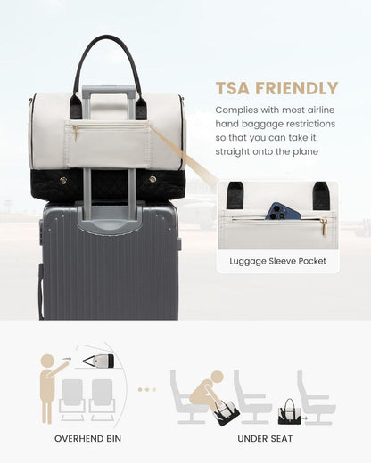 Weekender Reisetasche Damen mit Schuhfach Nassfach 3-teilig Groß für Flugzeug