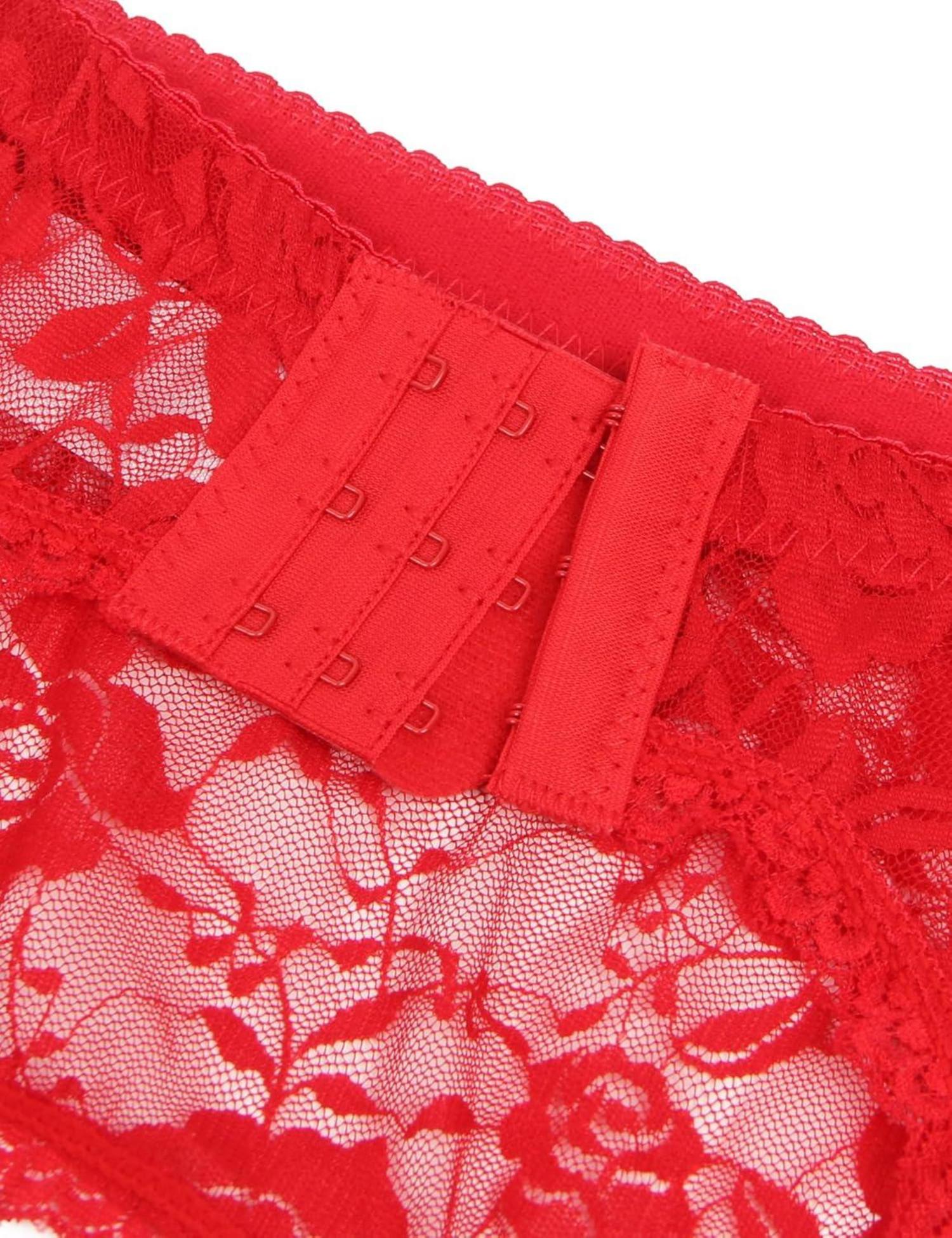 ohyeahlady Sexy Strapsgürtel Damen Spitze Große Größen Strumpfgürtel 6 Halter Unterwäsche Strapshalter Garter Belt Plus Size Strumpfband Rot