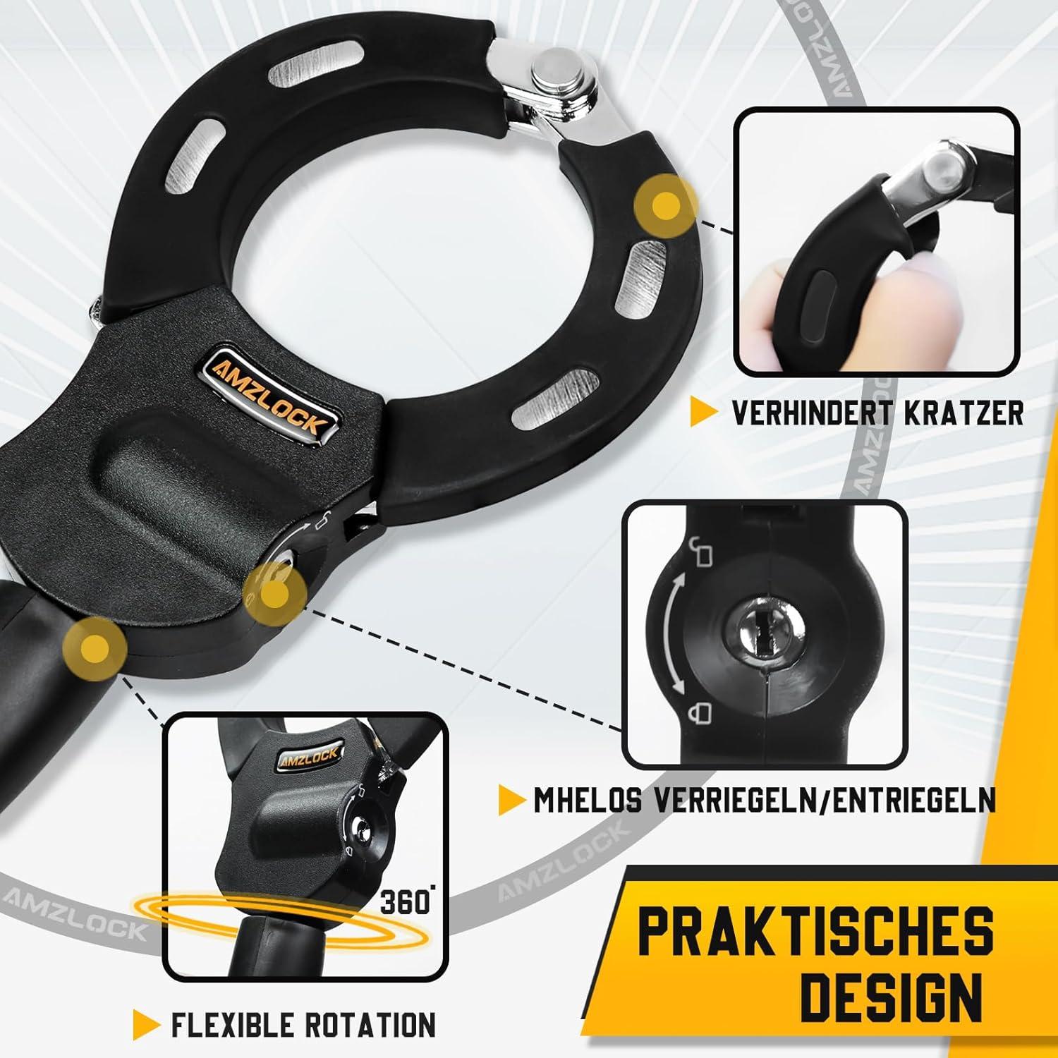 AMZLOCK E Scooter Schloss 8mm Kettenschloss für Elektroscooter & Fahrrad