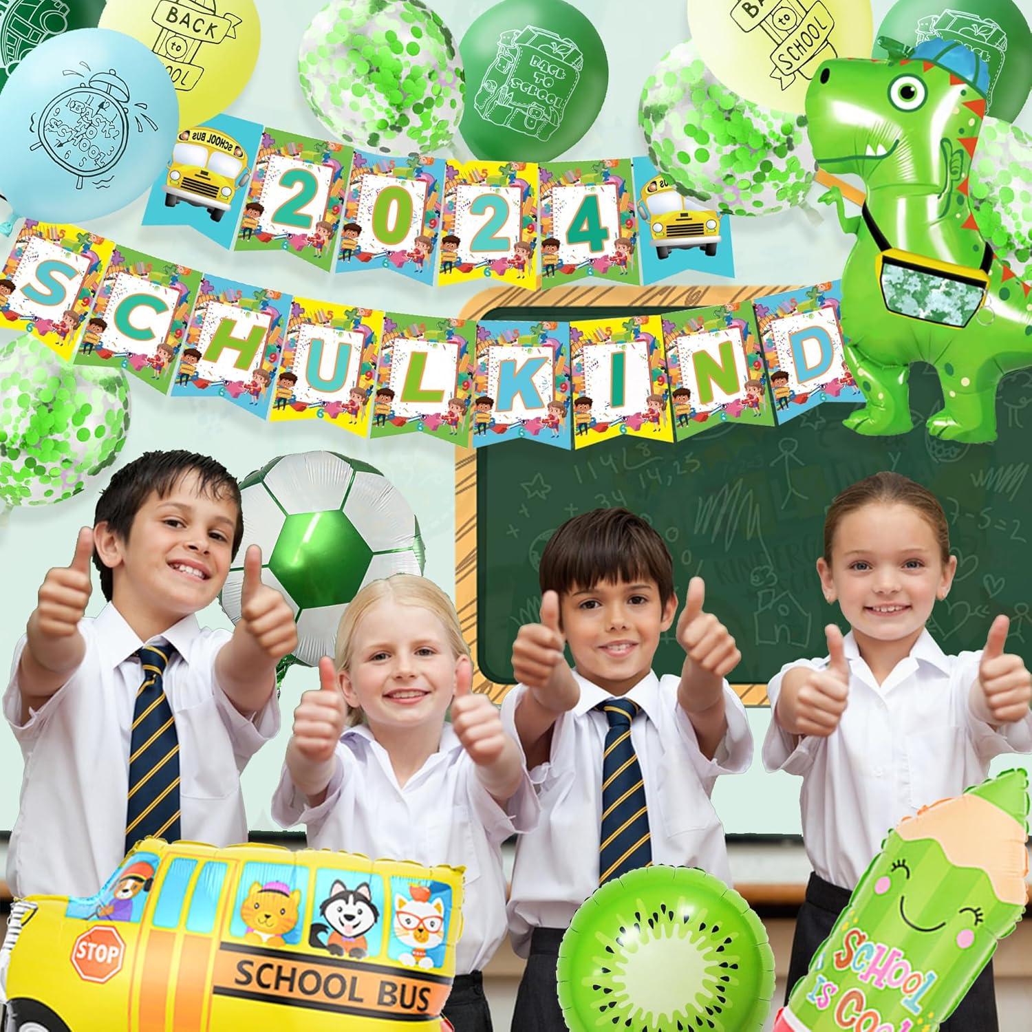 Einschulung Deko Junge Grün Luftballons Schulkind 2024 Mädchen