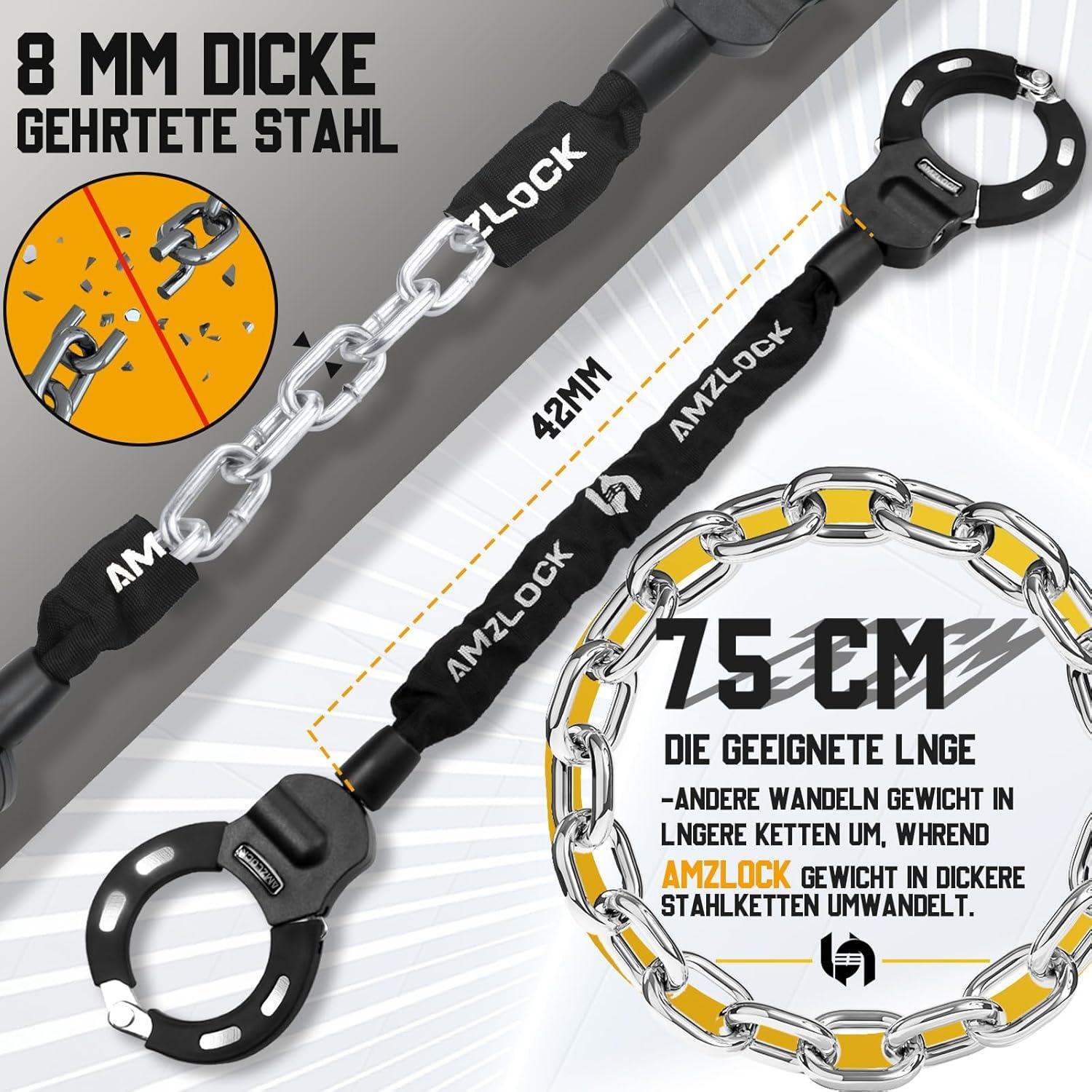 Hochsicherheits Kettenschloss mit Tasche für E Scooter 8mm | 1.6kg