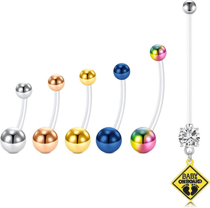 NIUSIMAN Schwangerschaft Bauchnabelpiercing 6er Set Acryl 14G Gem