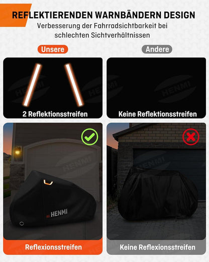 HENMI Fahrradabdeckung 2 Fahrräder Wasserdicht 420D mit Aufbewahrungstasche UV-Schutz Schwarz
