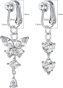 3er Set Fake Bauchnabelpiercing Silber Chirurgenstahl Clip