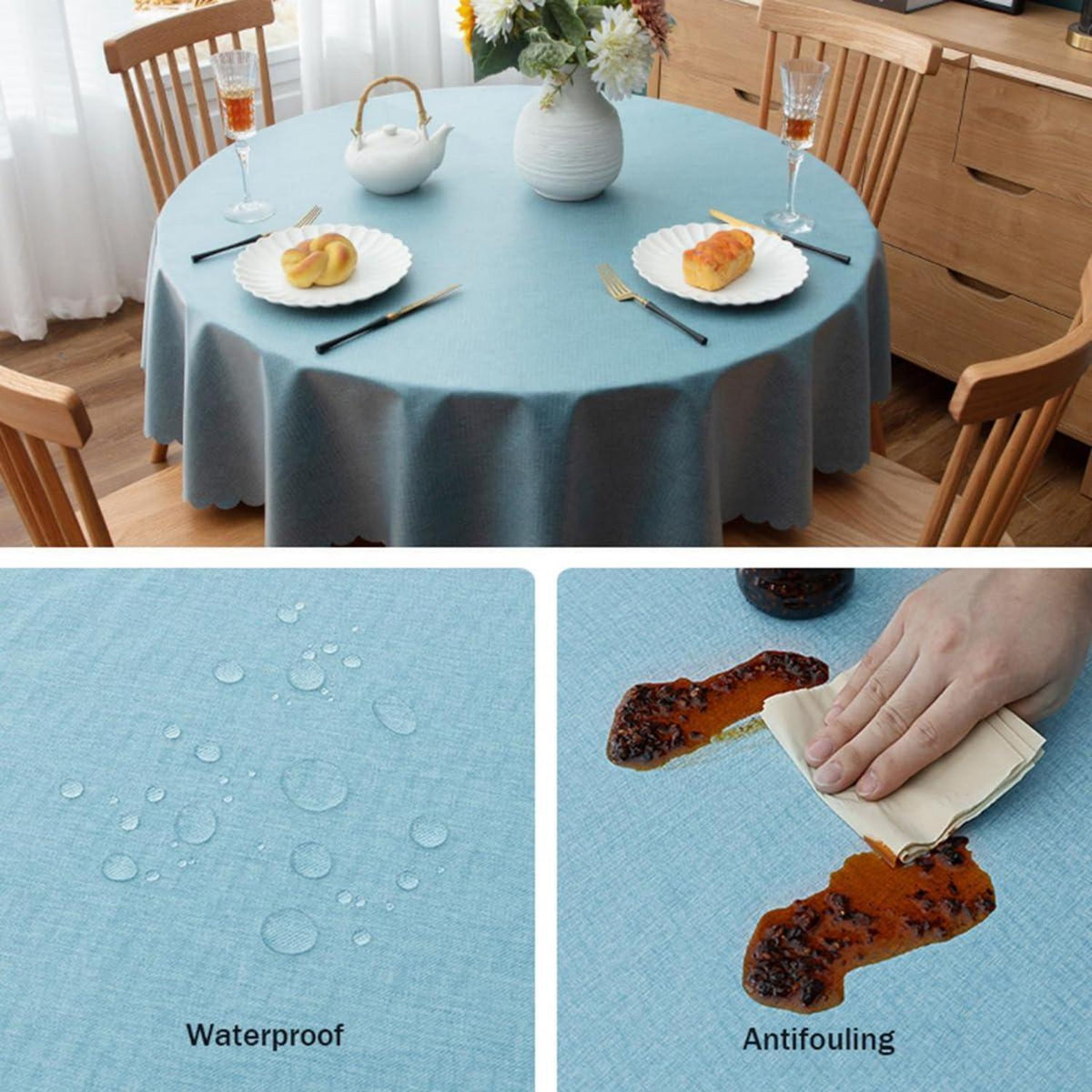 Runde Tischdecke wasserdicht, weiß 280 cm – Fleckabweisend & Elegant