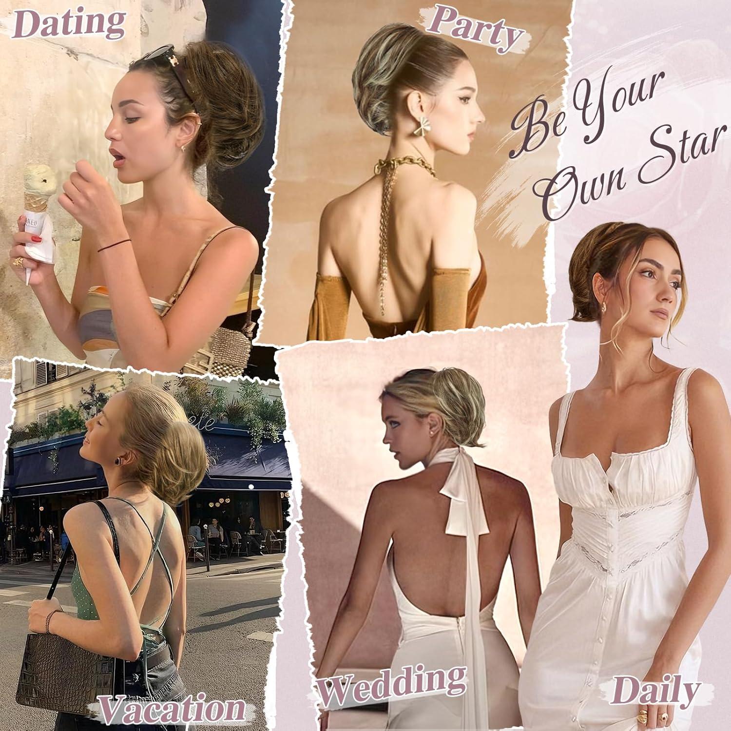 Braunes Haarteil mit Kordelzug - Kurzer Pferdeschwanz Dutt Bun Scrunchie
