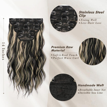 Clip in Extensions Highlight 35cm Wellige Haarverlängerung 5PCs
