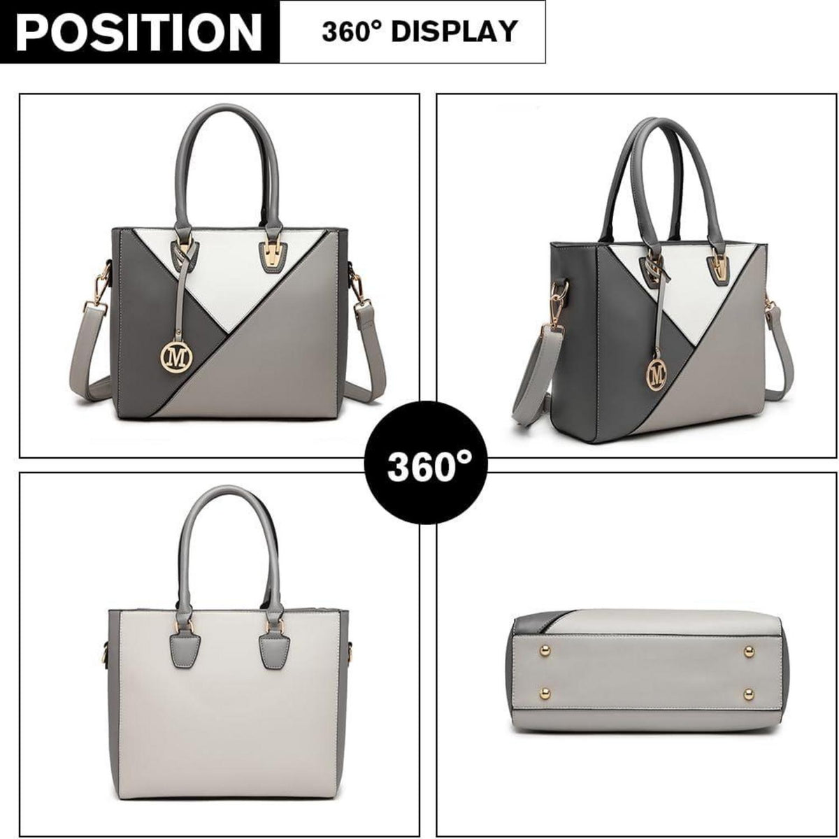 Geometrische Damen Handtasche mit V-förmigem Design, viele Fächer