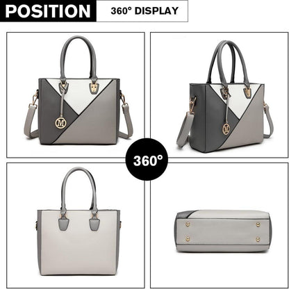 Geometrische Damen Handtasche mit V-förmigem Design, viele Fächer