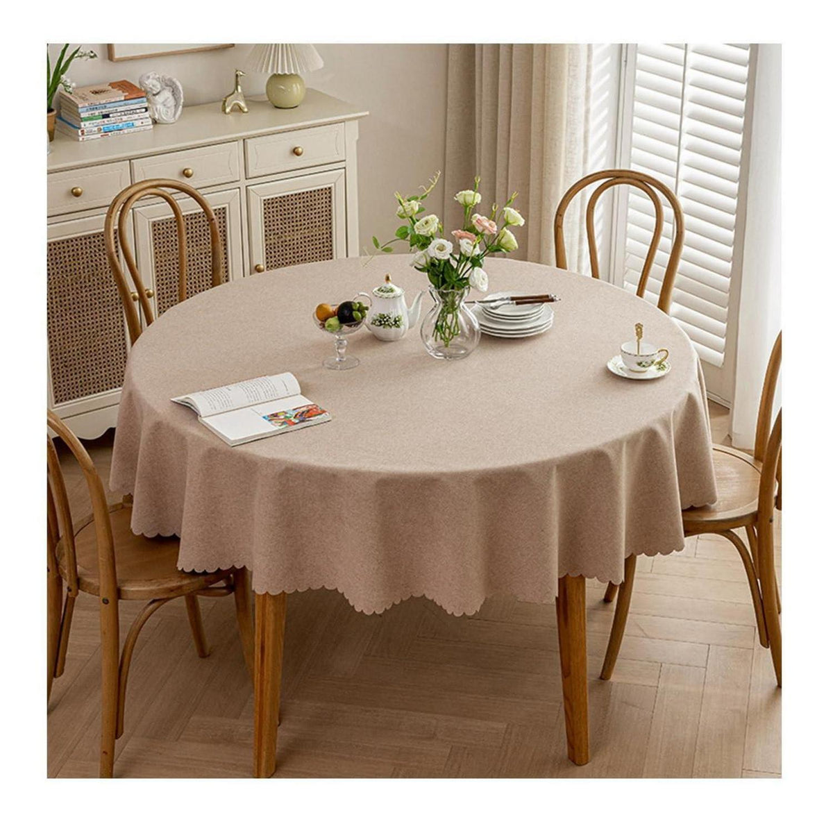 Runde Tischdecke wasserdicht, Bellbraun 260 cm, Fleckabweisend