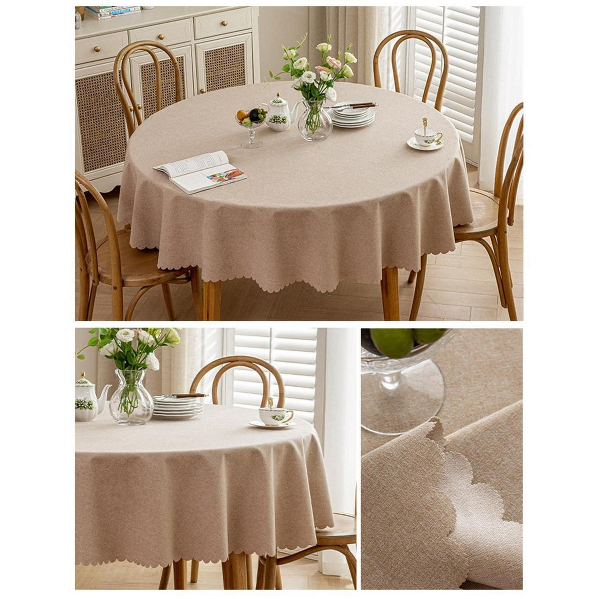 Runde Tischdecke wasserdicht, Bellbraun 260 cm, Fleckabweisend