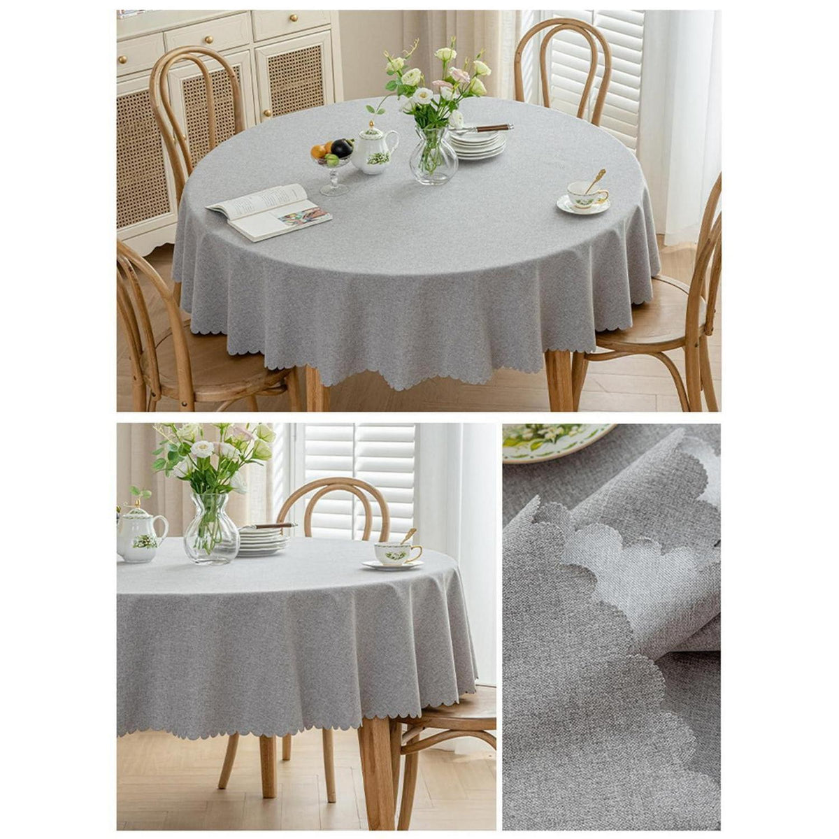 Runde Tischdecke wasserdicht, hellgrau, 280 cm – Fleckabweisend & Elegant