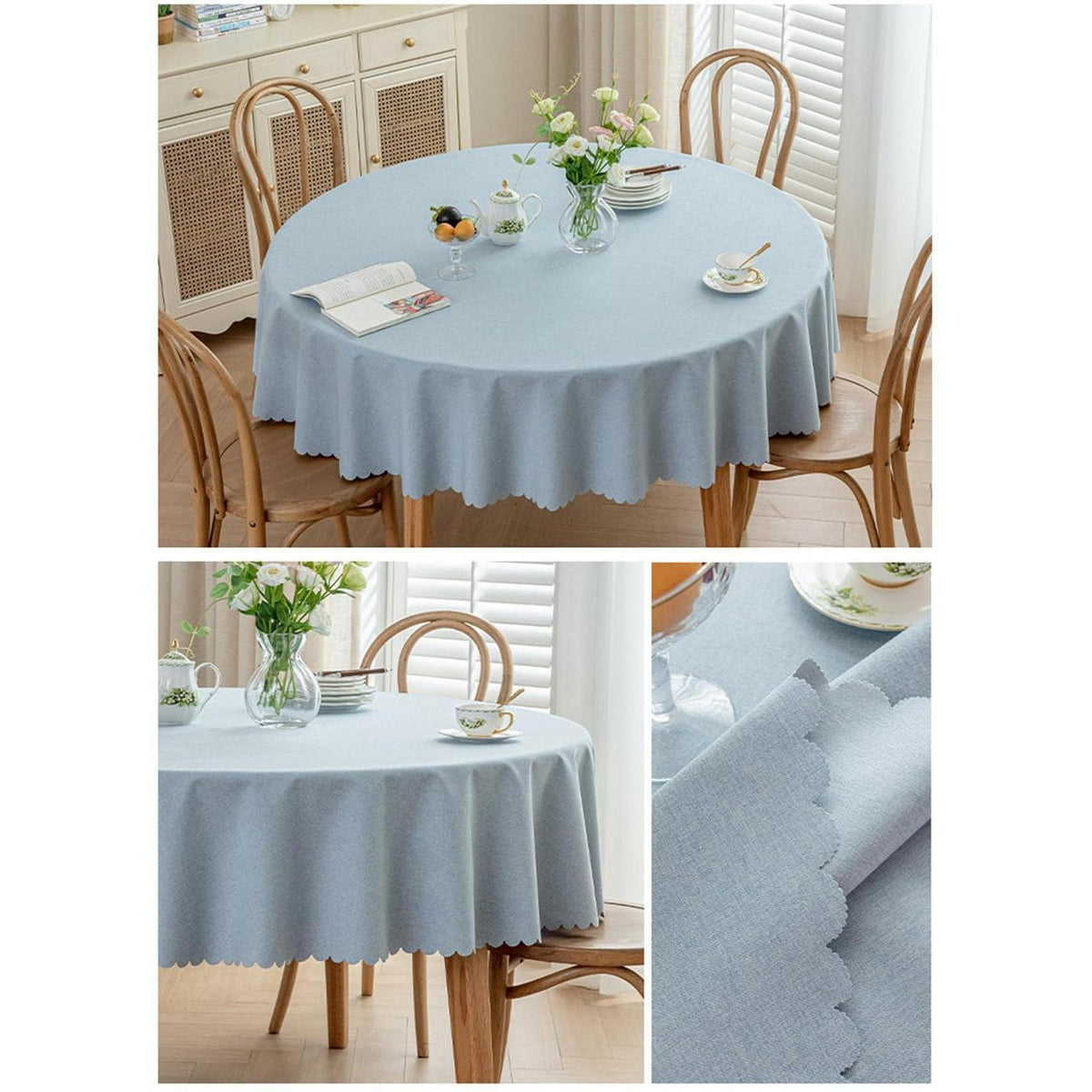 Runde Tischdecke wasserdicht, hellblau, 260 cm – Fleckabweisend & Elegant