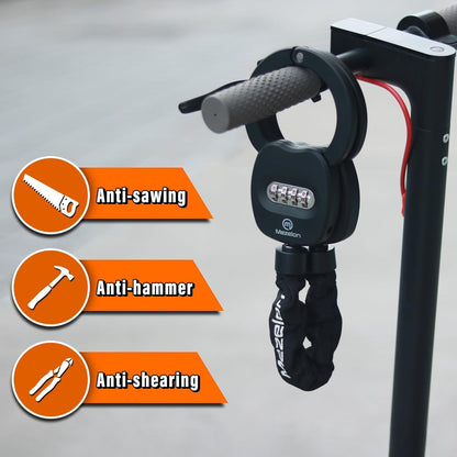 Mezelon E Scooter Zahlenschloss 8mm Hochsicherheitskette 3L Tasche