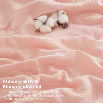 Doppelte Muslin Bettwäsche Rosa 155x220 cm - 3-teilig