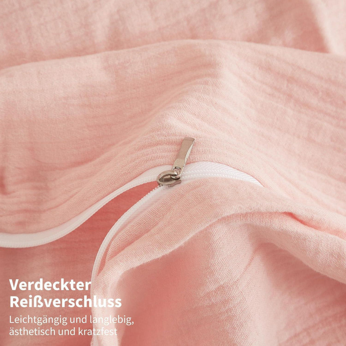 Doppelte Muslin Bettwäsche Rosa 155x220 cm - 3-teilig