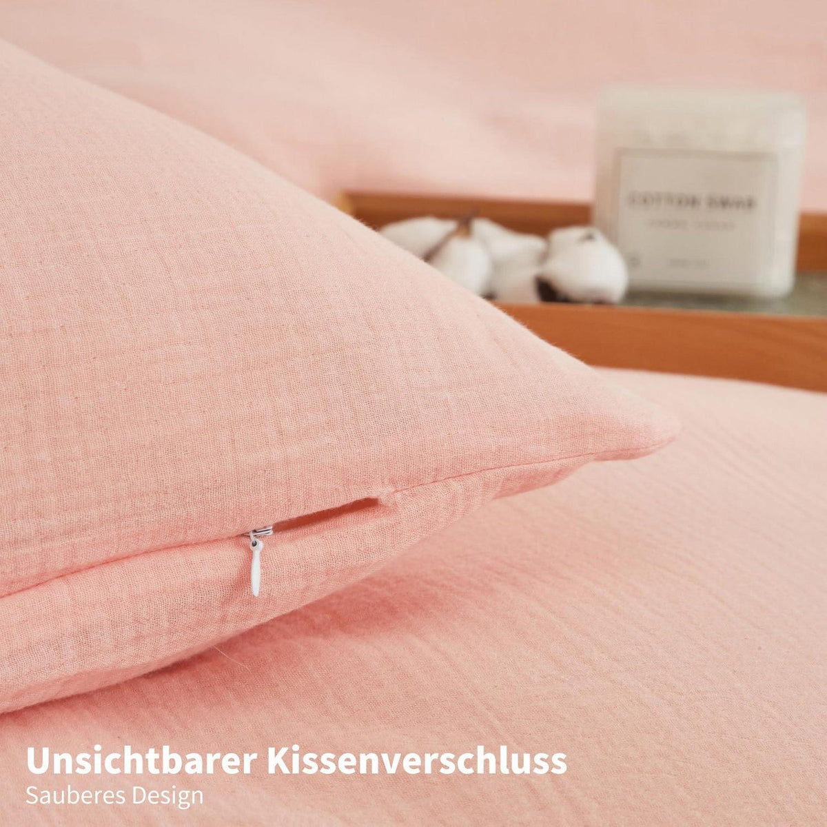 Doppelte Muslin Bettwäsche Rosa 155x220 cm - 3-teilig