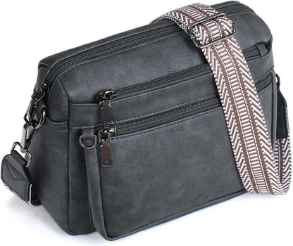 Umhängetasche Damen Mittelgroß Leder Breiter Gurt Beige