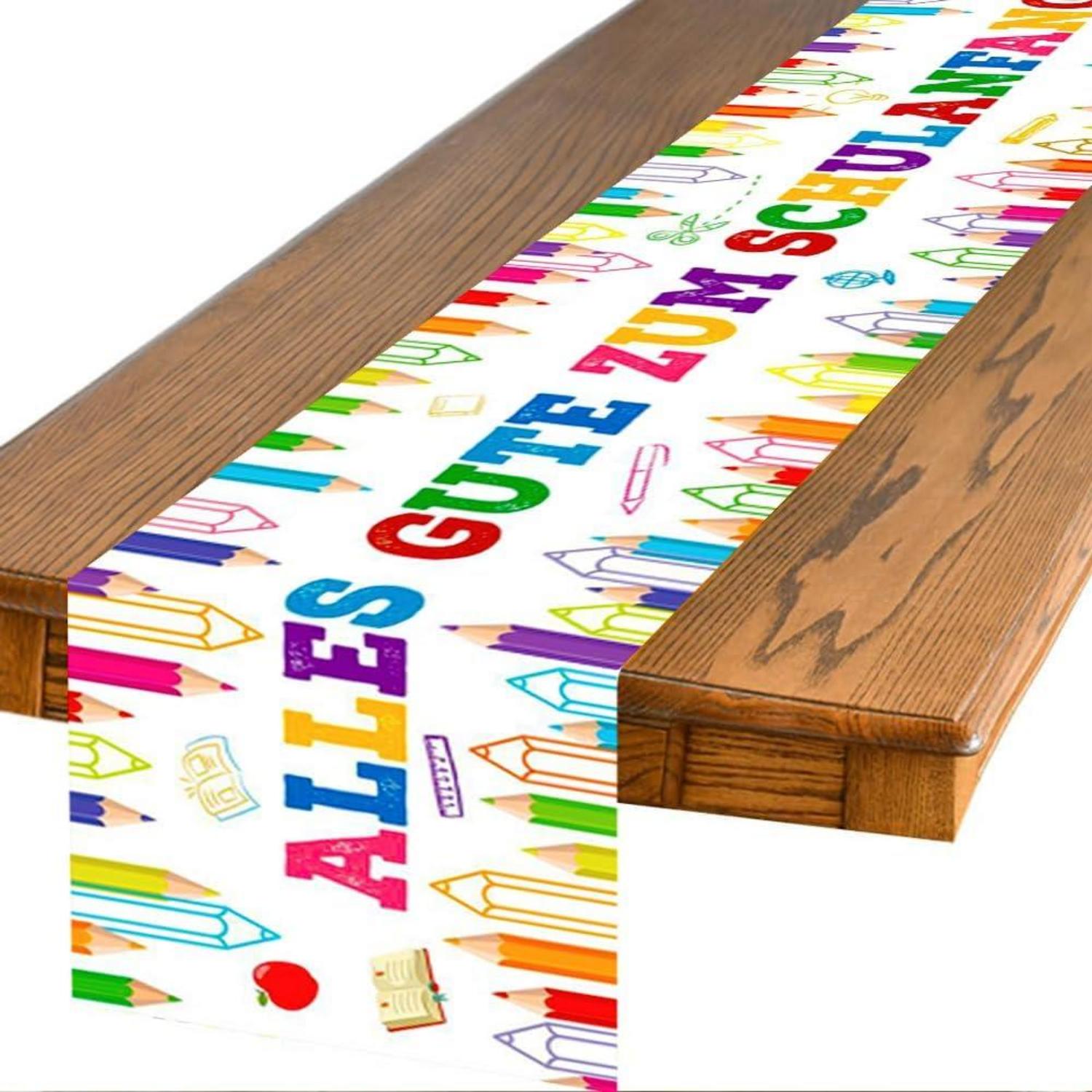 Tischläufer Einschulung Schulanfang Deko Mädchen Junge 180x35cm