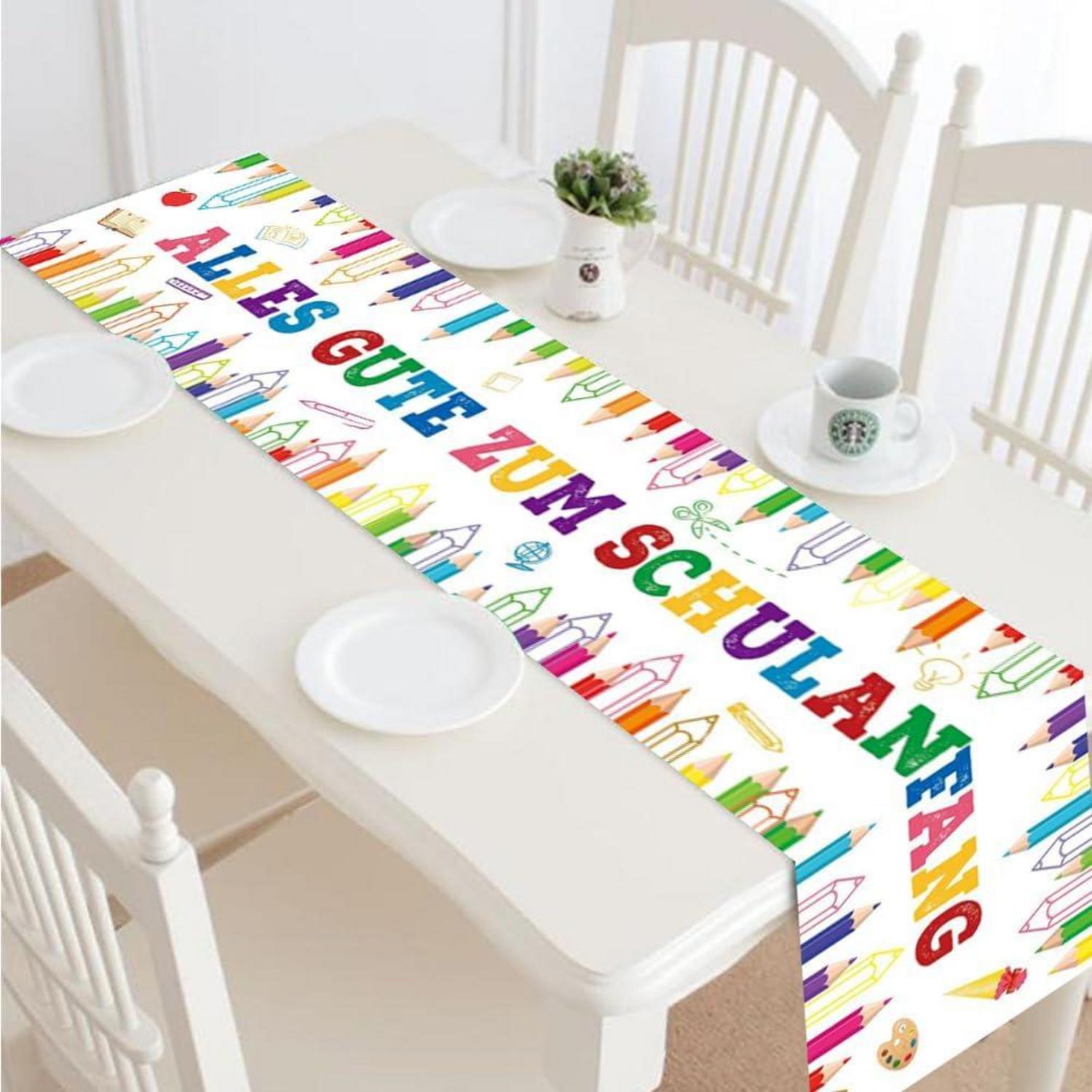 Jungen Mädchen Einschulung Tischläufer Deko 180x35cm