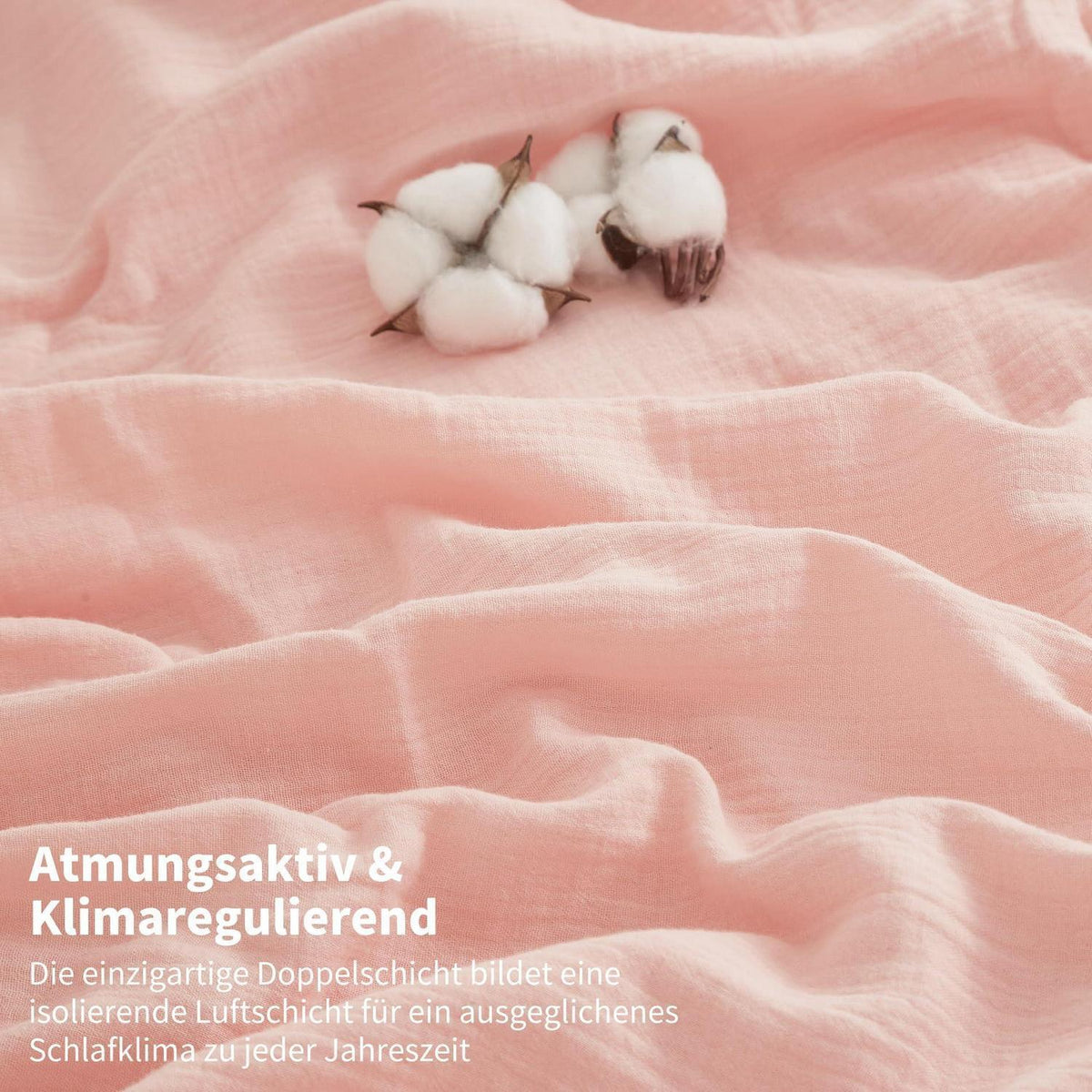 Doppelte Muslin Bettwäsche 200x200 Rosa – Weich & Atmungsaktiv