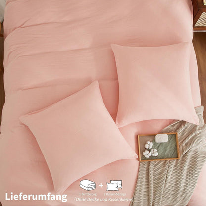 Doppelte Muslin Bettwäsche 200x200 Rosa – Weich & Atmungsaktiv