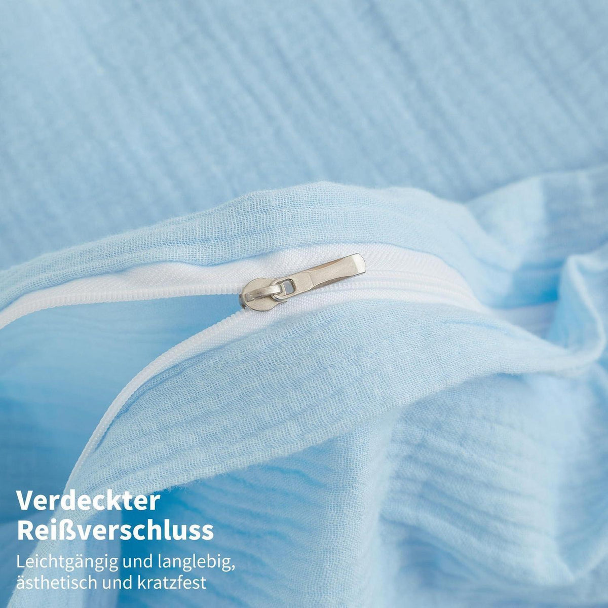 Doppelte Muslin Bettwäsche 200x200 Blau – Weich & Atmungsaktiv