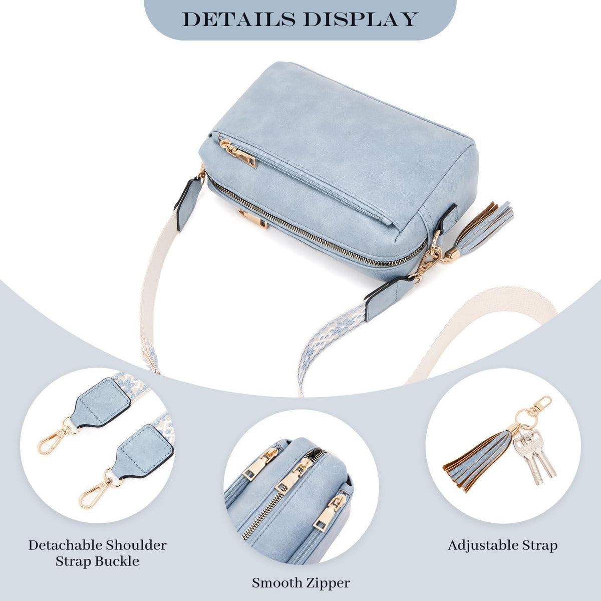 Damen Umhängetasche Veganem Leder Crossbody Schultertasche 3