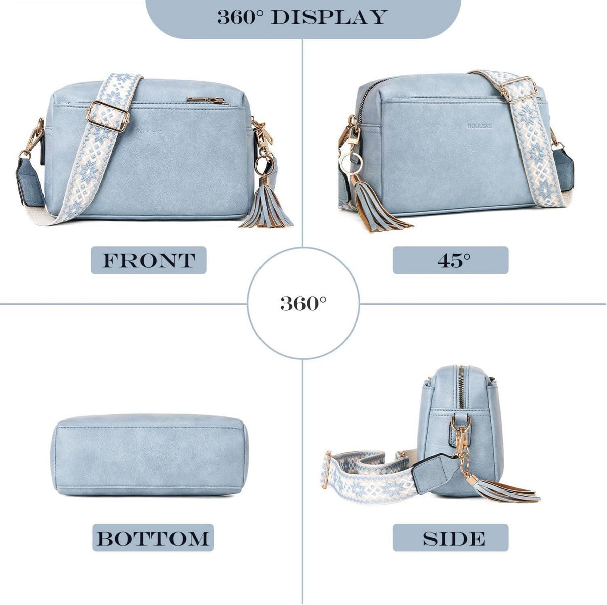 Damen Handy Umhängetasche Veganem Leder Crossbody Schultertasche