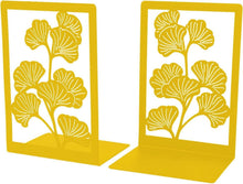 Moderne Metall Buchstützen Set Ginkgo Design Gelb