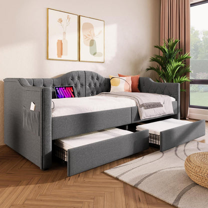 Schlafsofa 200cm mit Bettkasten & Schlaffunktion – Grau