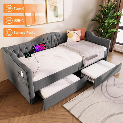 Schlafsofa 200cm mit Bettkasten & Schlaffunktion – Grau