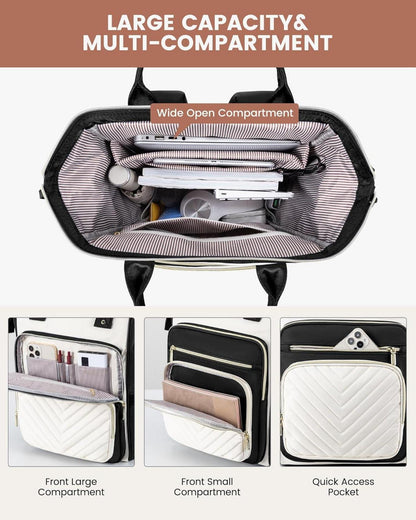 Wasserdichter Laptop-Schulrucksack für Damen, 15,6 Zoll
