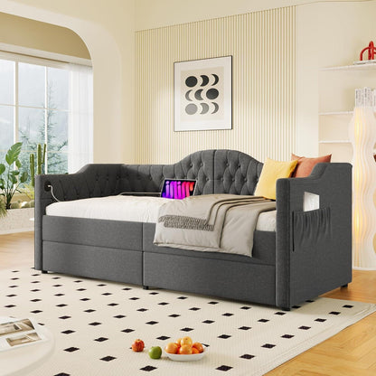 Schlafsofa 200cm mit Bettkasten & Schlaffunktion – Grau