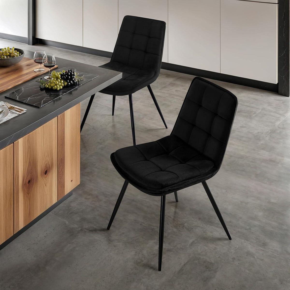 Samt Esszimmerstühle 2er Set – Gepolstert & Modern