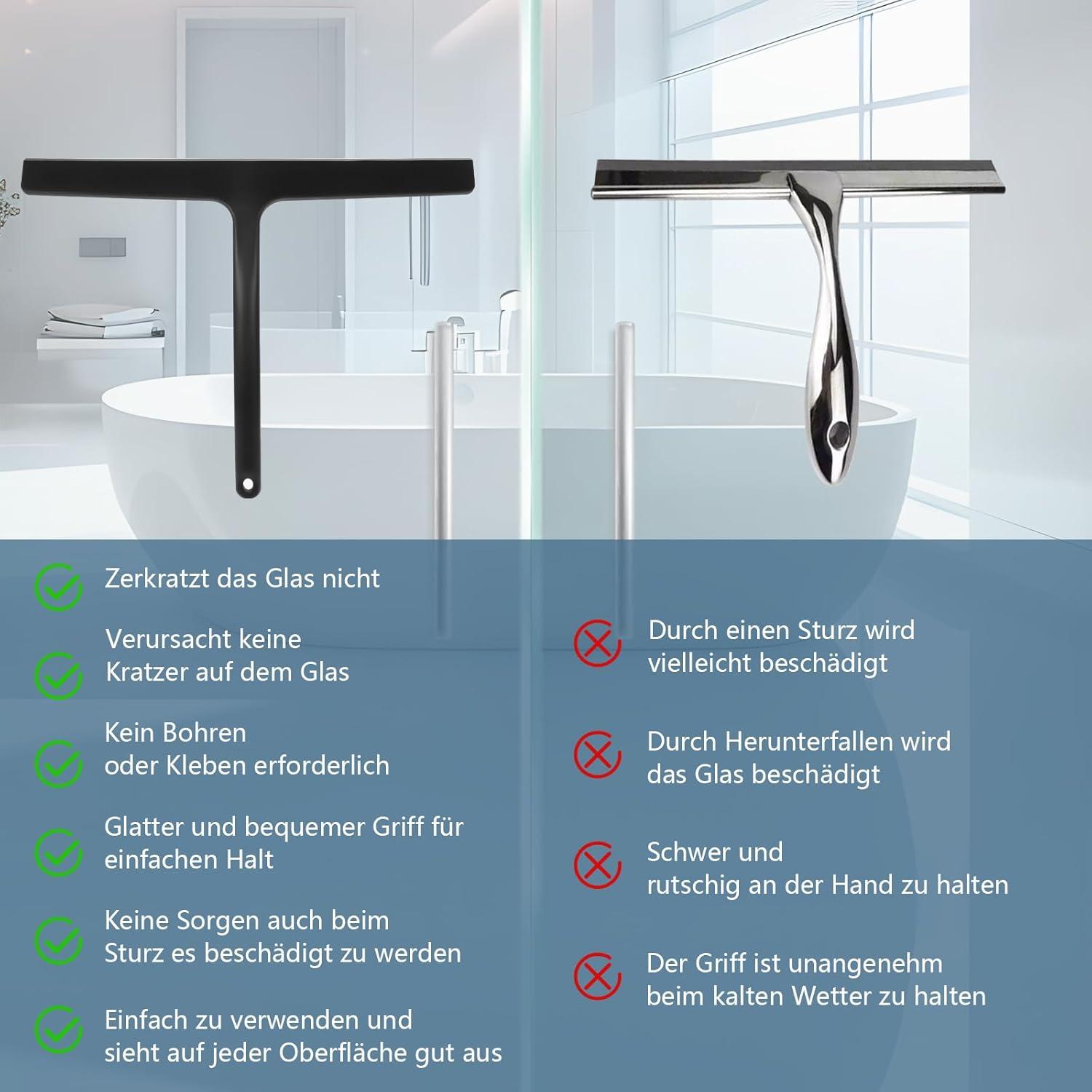 Duschabzieher Schwarz 11 Zoll Silikon Halterung Fensterwischer