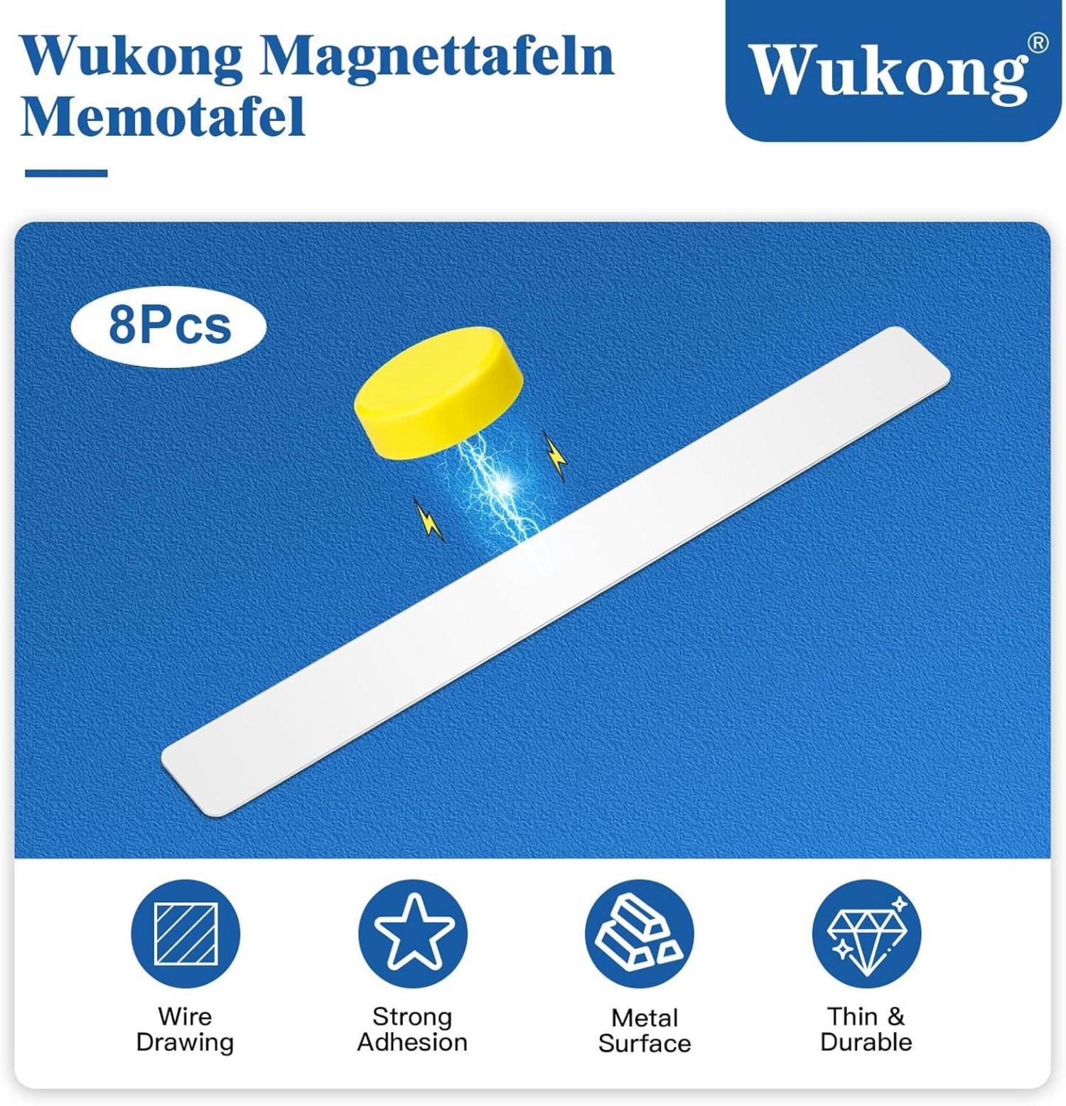 Magnettafel 8er Set 30x3cm Weiß Selbstklebend mit 32