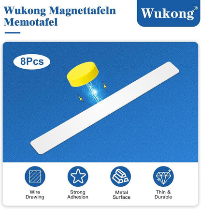 Magnettafel 8er Set 30x3cm Weiß Selbstklebend mit 32