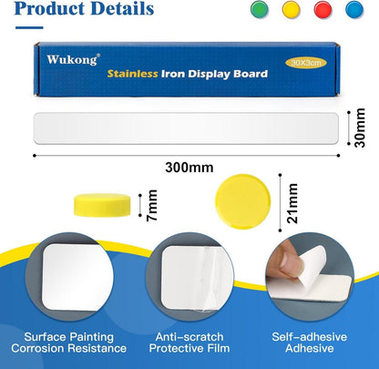 Magnettafel Memotafel Set: Selbstklebend, 30x3cm mit Magnetleisten