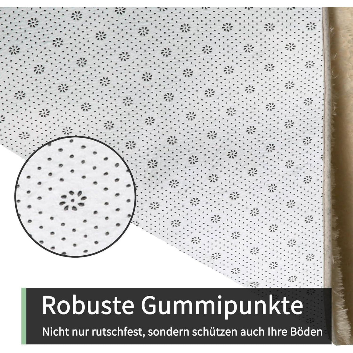 Hochflor Teppich Beige 275x370 - Flauschiger Wohnzimmerteppich