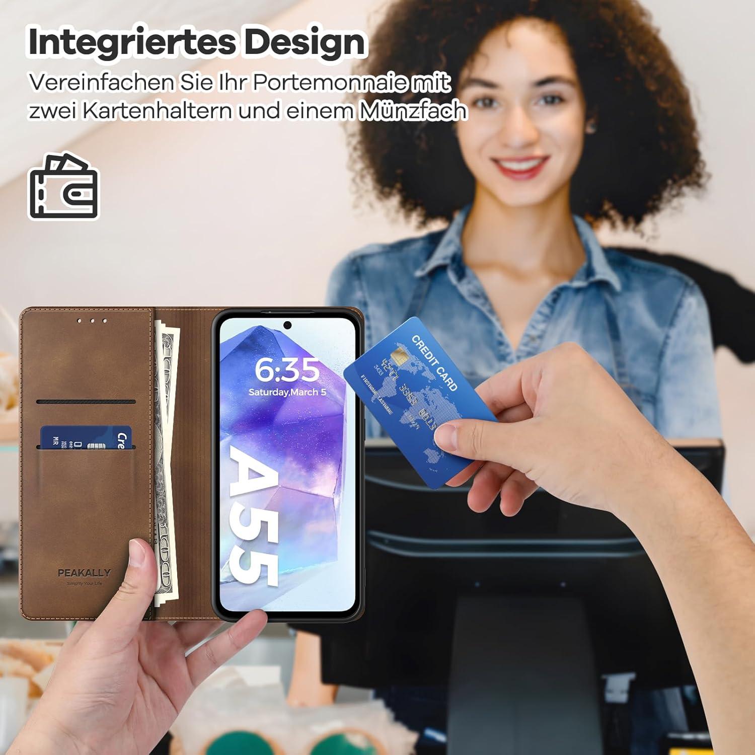 Samsung Galaxy A55 5G Handyhülle mit RFID Schutz und Standfunktion