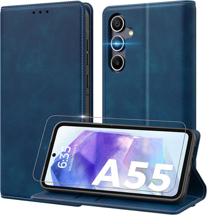 Handyhülle Samsung Galaxy A55 5G Lederhülle Dunkelblau