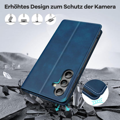 Peakally Samsung Galaxy A55 5G Hülle - Dunkelblaue Leder Klapphülle RFID-Schutz