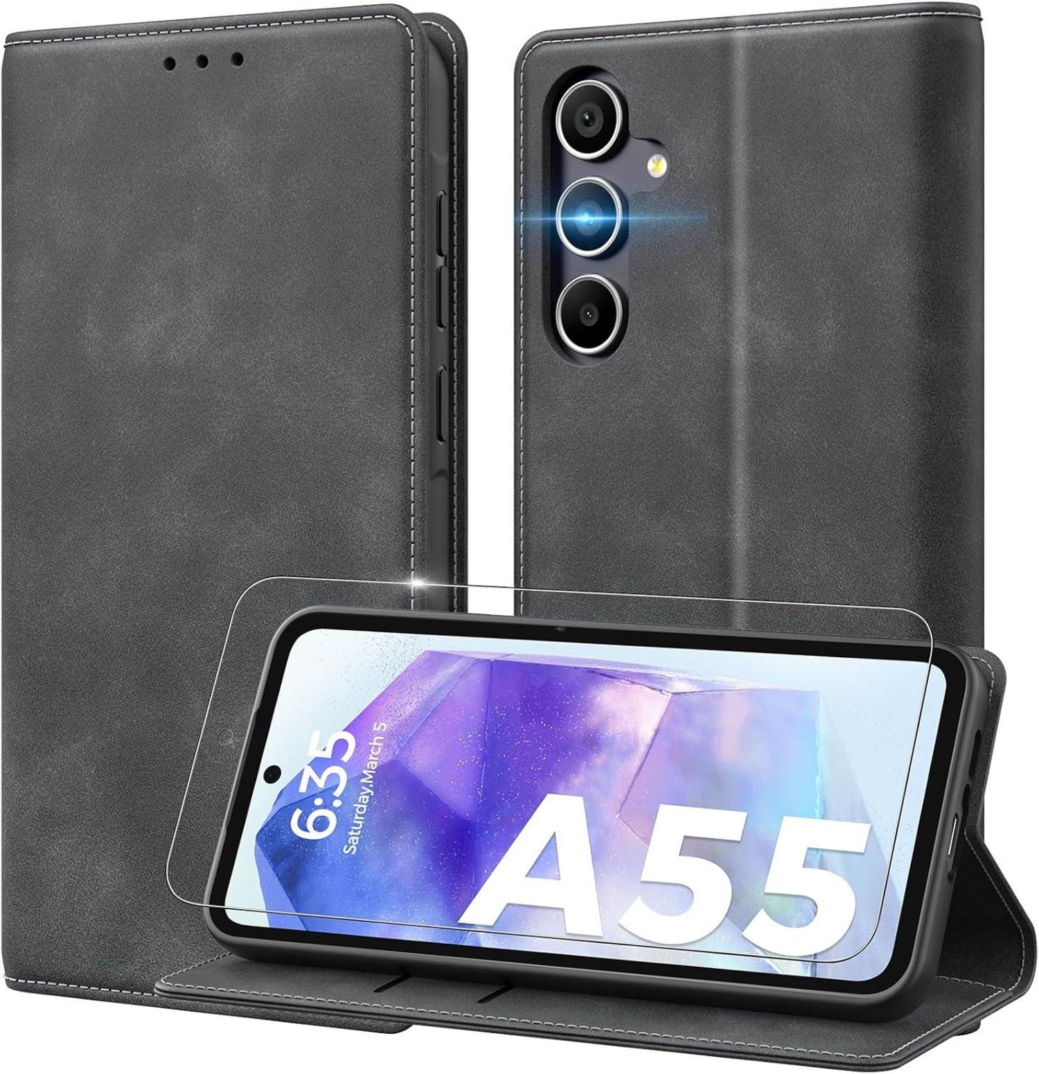 Handyhülle Samsung Galaxy A55 5G Schutz RFID Klapphülle Grey