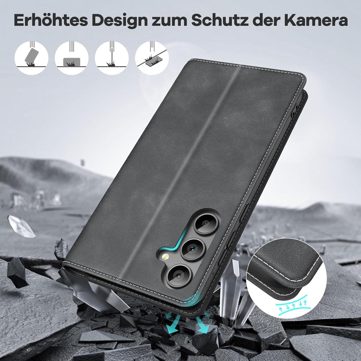 Samsung Galaxy A55 5G Handyhülle RFID Leder Klapphülle Grau