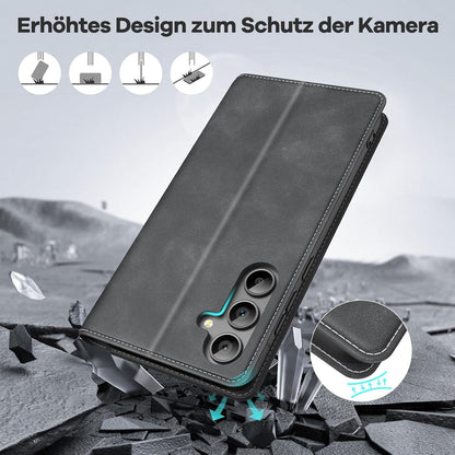 Samsung Galaxy A55 5G Handyhülle RFID Leder Klapphülle Grau